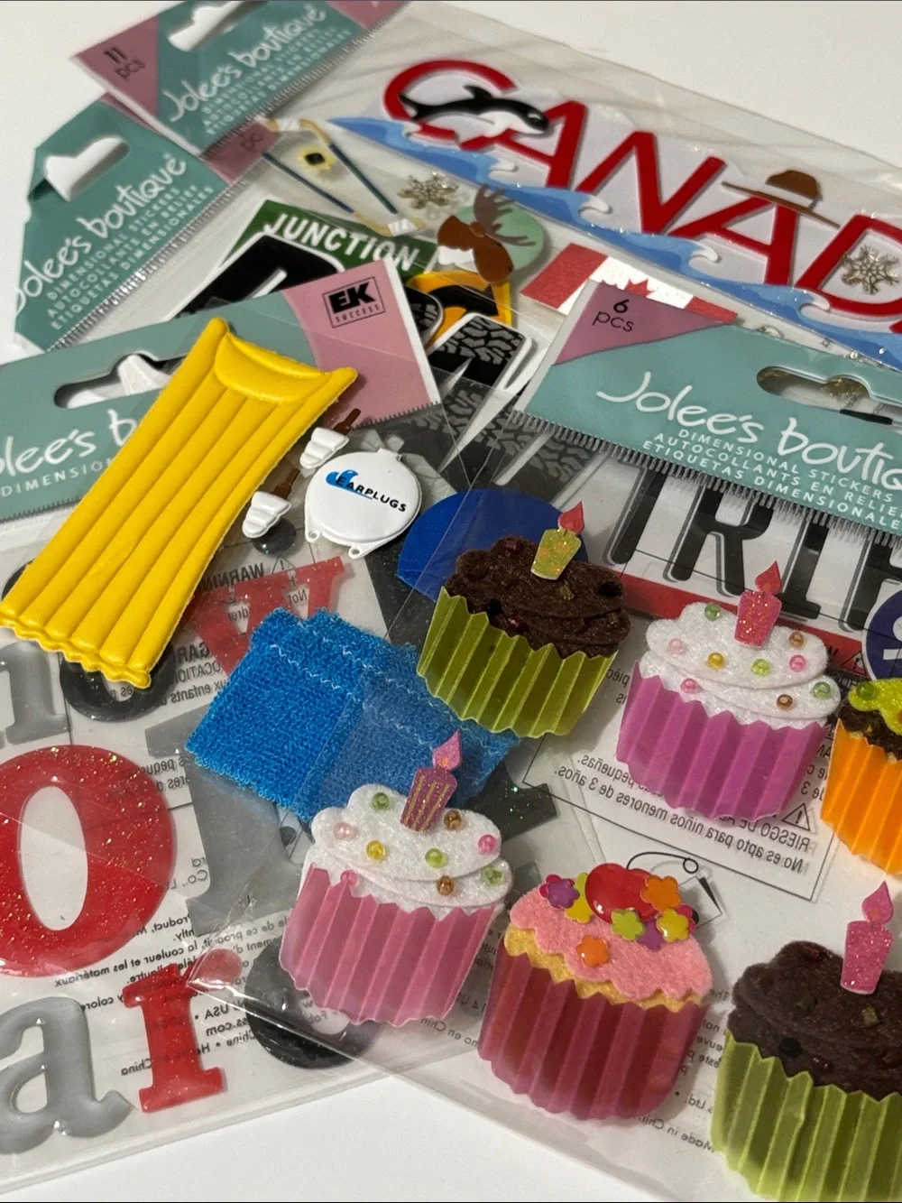 JOLEE’S BOUTIQUE Cupcake Puffy Sticker Pack CANADA ROAD TRIP SWIMMING